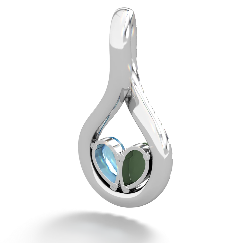 Jade Pave Twist 'One Heart' 14K White Gold pendant P5360