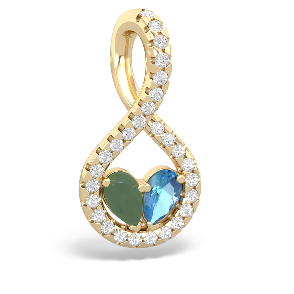 Jade Pave Twist 'One Heart' 14K Yellow Gold pendant P5360