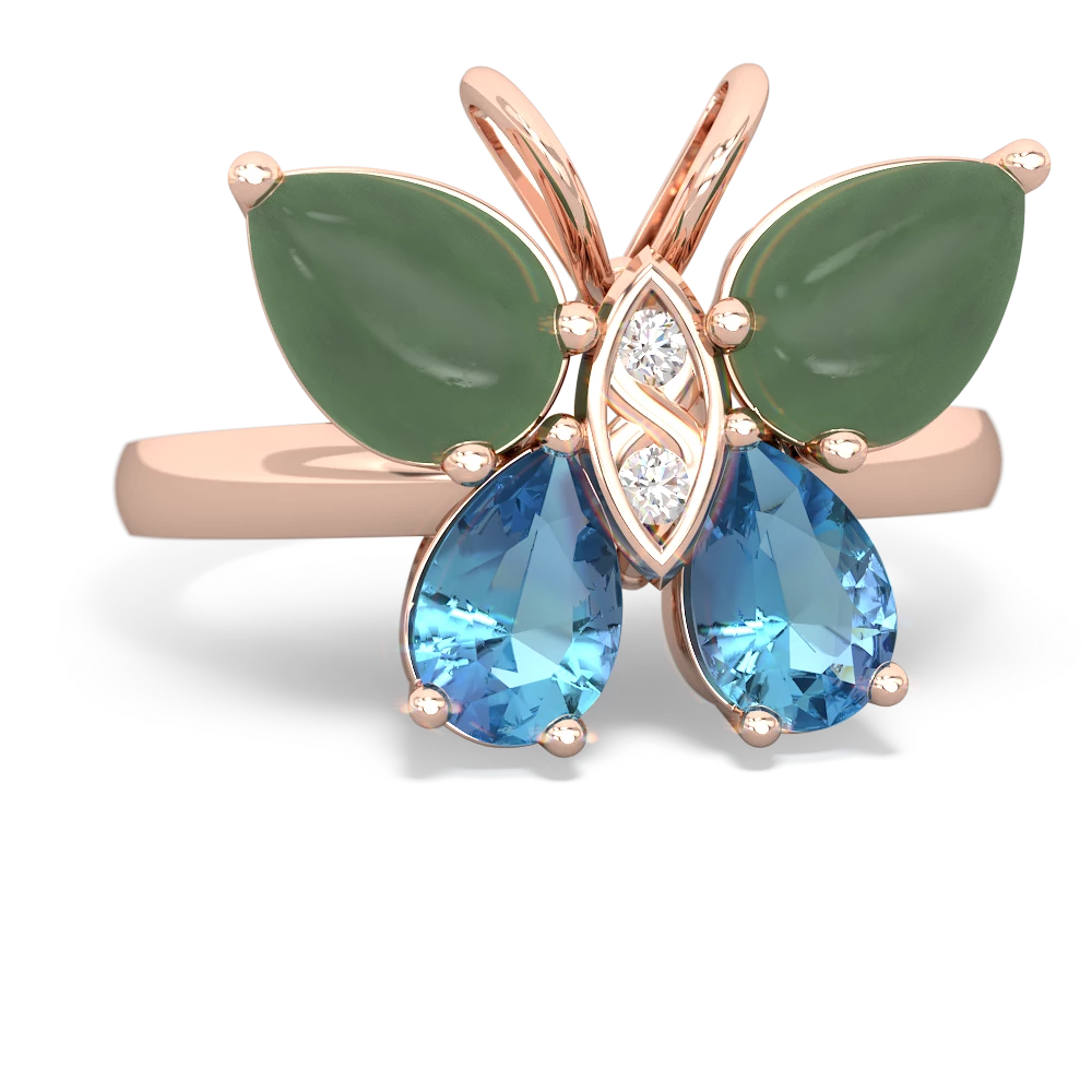 Jade Butterfly 14K Rose Gold ring R2215