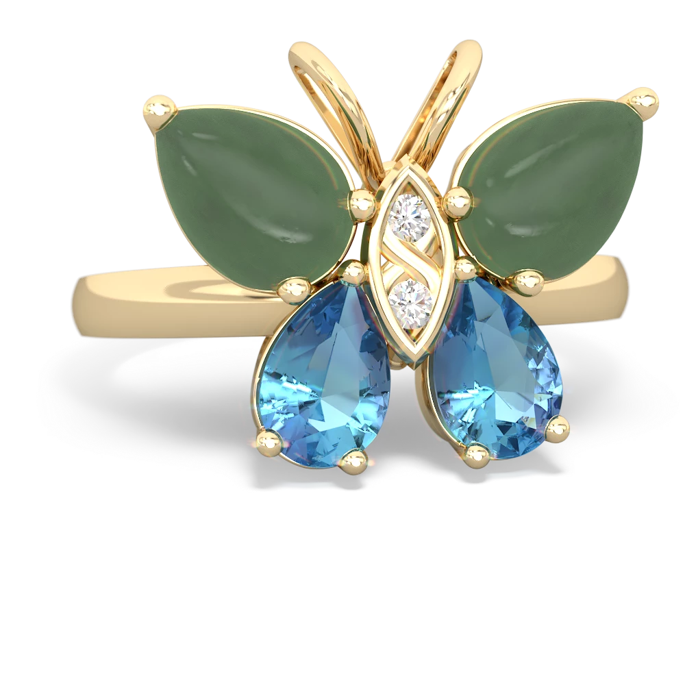 Jade Butterfly 14K Yellow Gold ring R2215