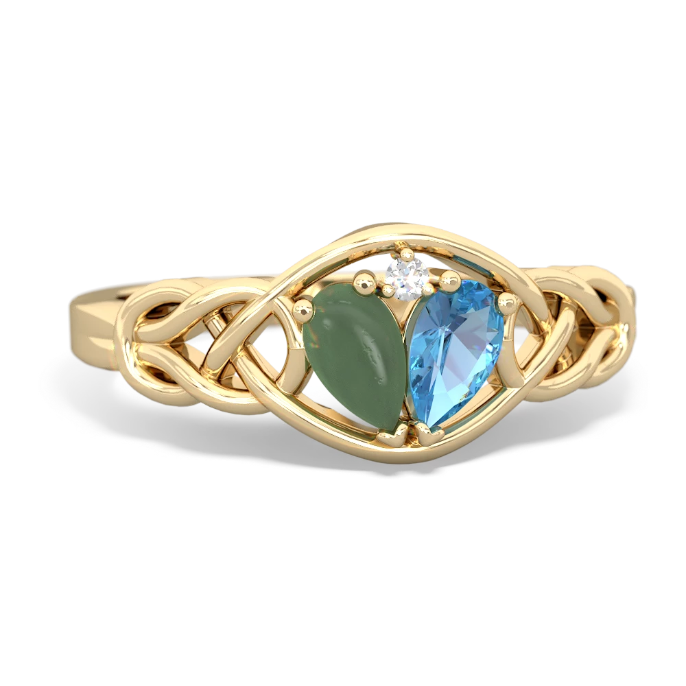 Jade Celtic Love Knot 14K Yellow Gold ring R5420