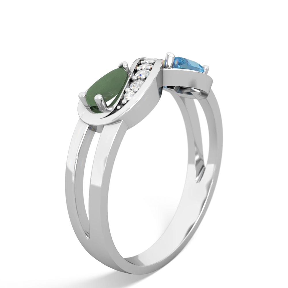 Jade Diamond Infinity 14K White Gold ring R5390