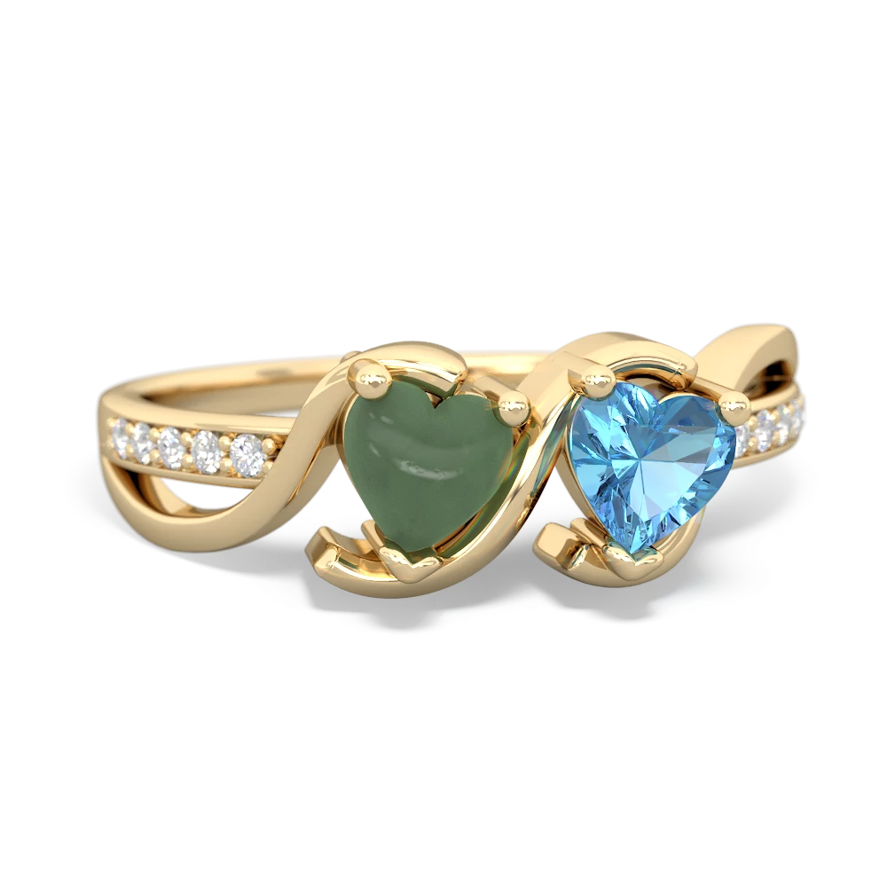 Jade Side By Side 14K Yellow Gold ring R3090