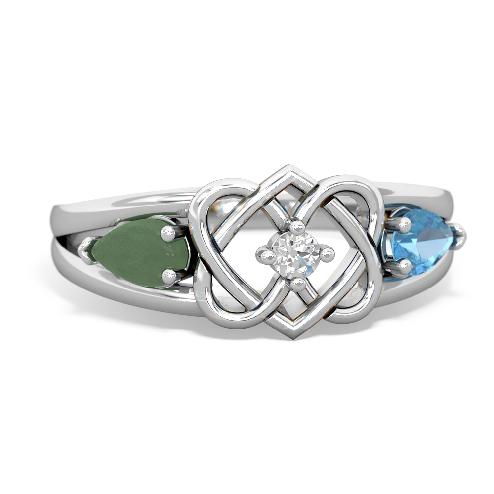 Jade Hearts Intertwined 14K White Gold ring R5880