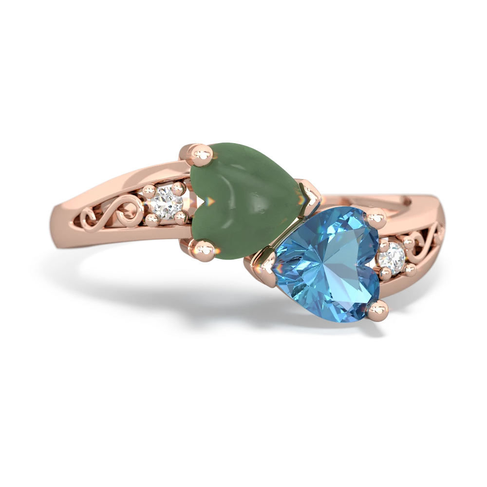 Jade Snuggling Hearts 14K Rose Gold ring R2178