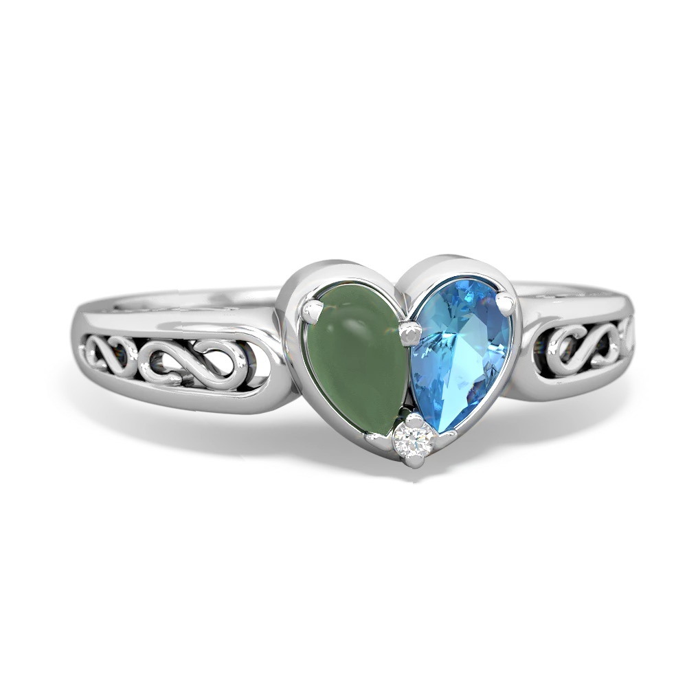 Jade Filligree 'One Heart' 14K White Gold ring R5070