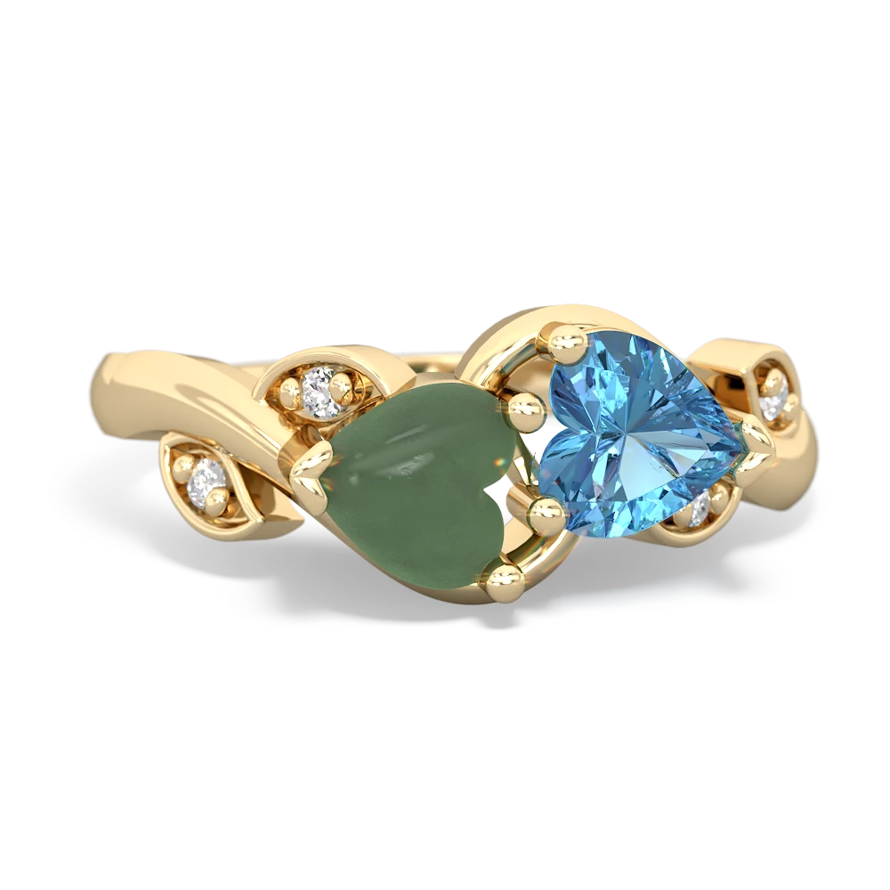 Jade Floral Elegance 14K Yellow Gold ring R5790