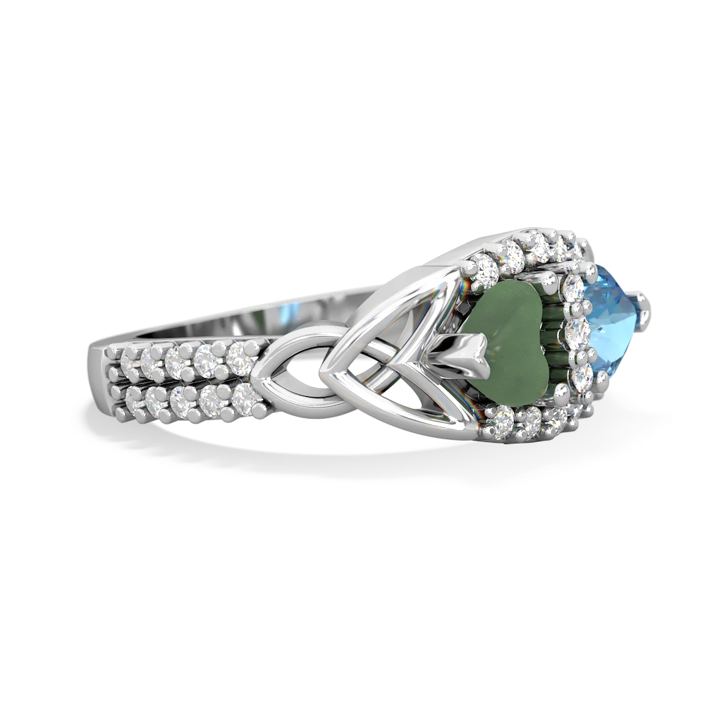 Jade Sparkling Celtic Knot 14K White Gold ring R2645