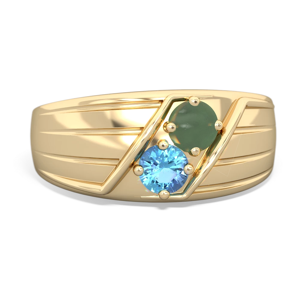 Jade Men's Streamline 14K Yellow Gold ring R0460