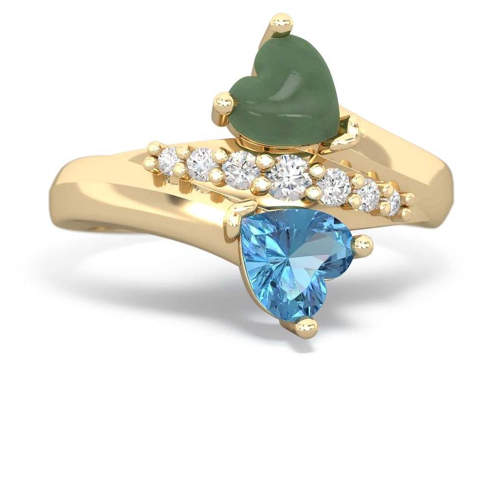 Jade Heart To Heart 14K Yellow Gold ring R2064