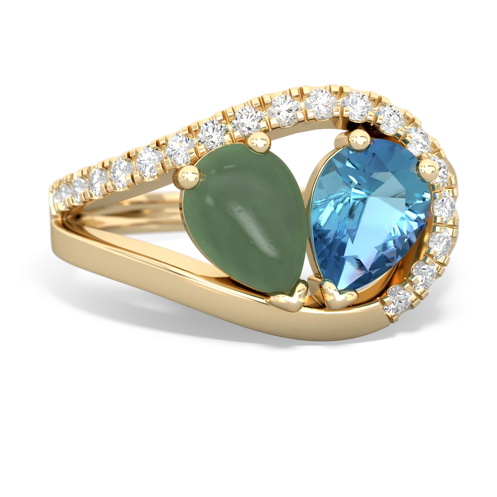 Jade Nestled Heart Keepsake 14K Yellow Gold ring R5650