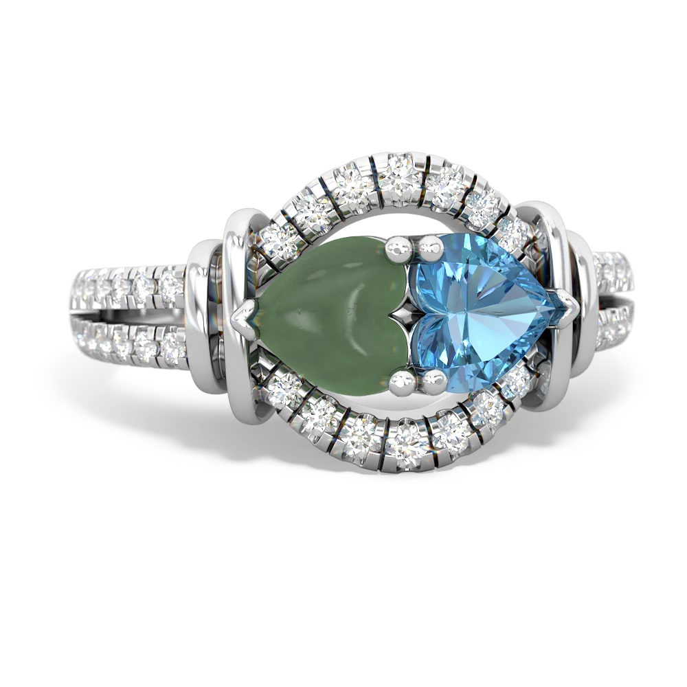 Jade Art-Deco Keepsake 14K White Gold ring R5630