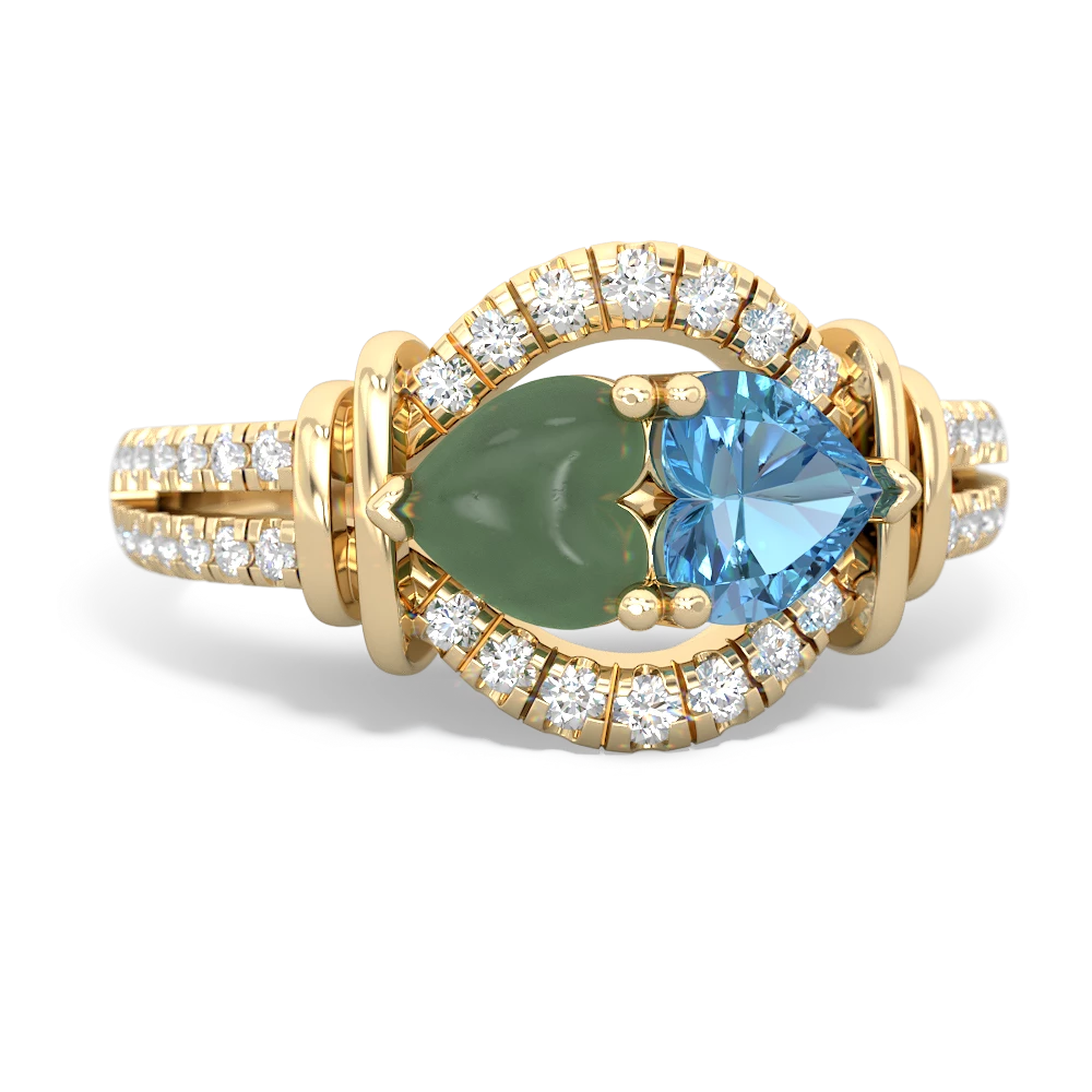 Jade Art-Deco Keepsake 14K Yellow Gold ring R5630