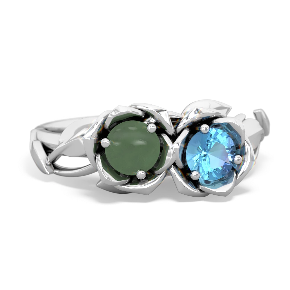 Jade Rose Garden 14K White Gold ring R5510