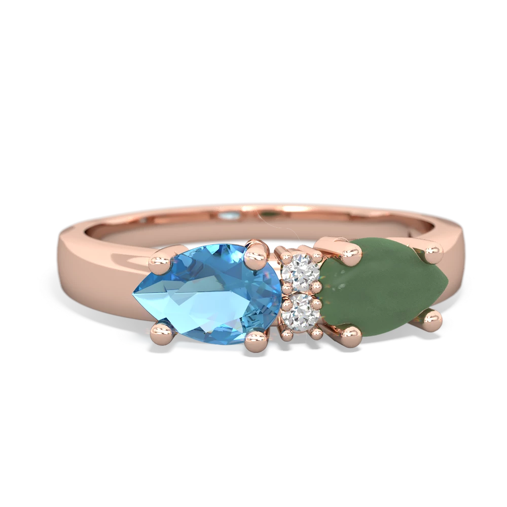 Jade Pear Bowtie 14K Rose Gold ring R0865