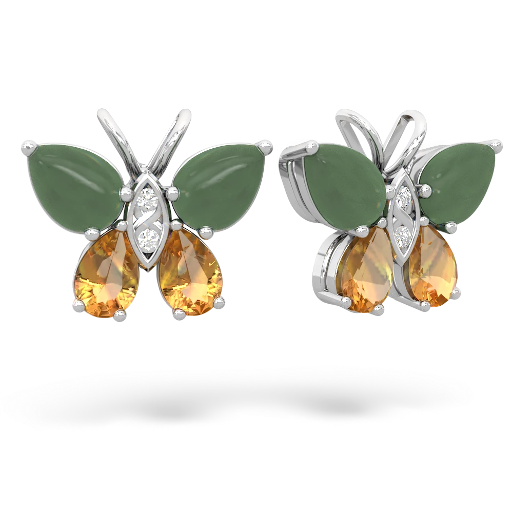 Jade Butterfly 14K White Gold earrings E2215