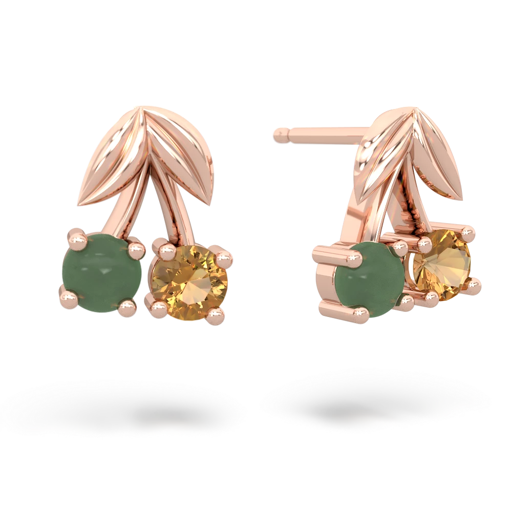 Jade Sweet Cherries 14K Rose Gold earrings E7001