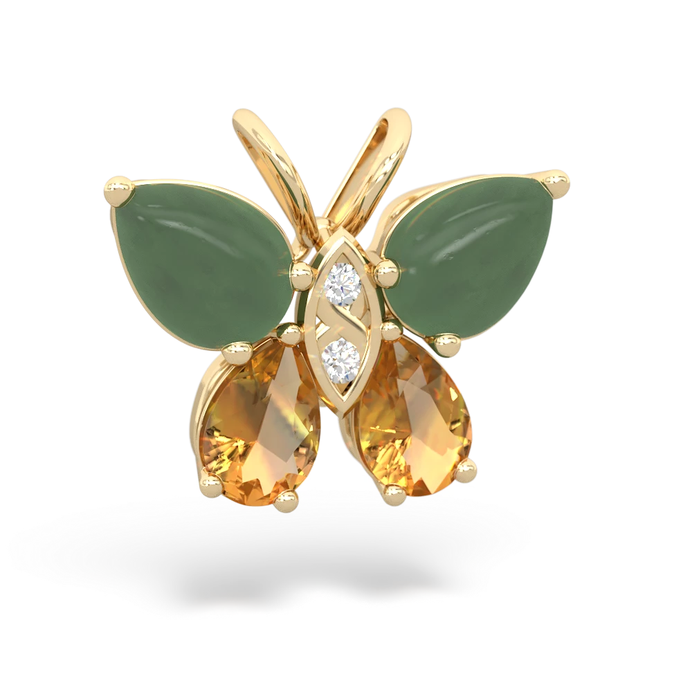 Jade Butterfly 14K Yellow Gold pendant P2215