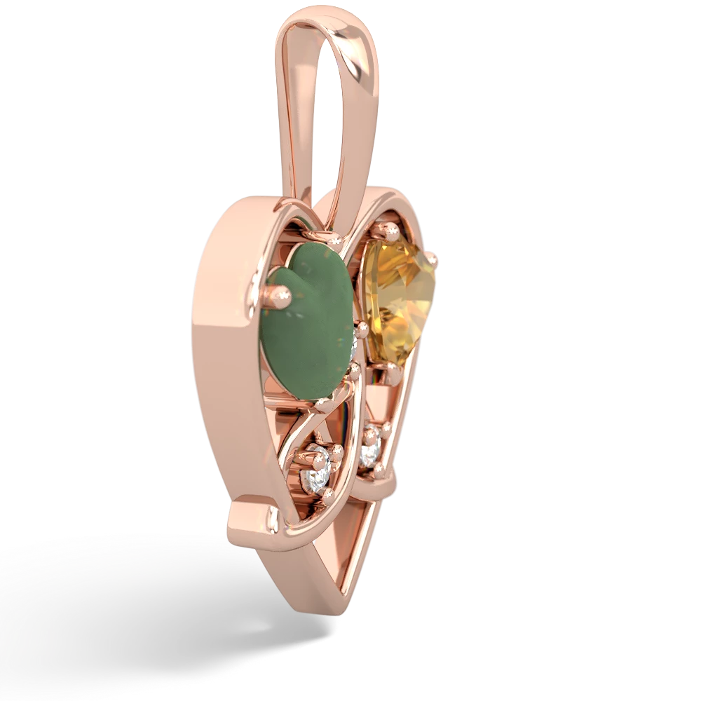 Jade Celtic Trinity Heart 14K Rose Gold pendant P5331