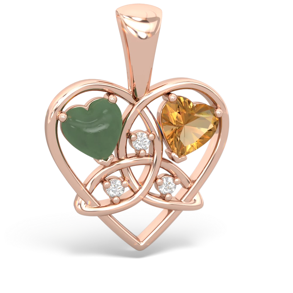 Jade Celtic Trinity Heart 14K Rose Gold pendant P5331