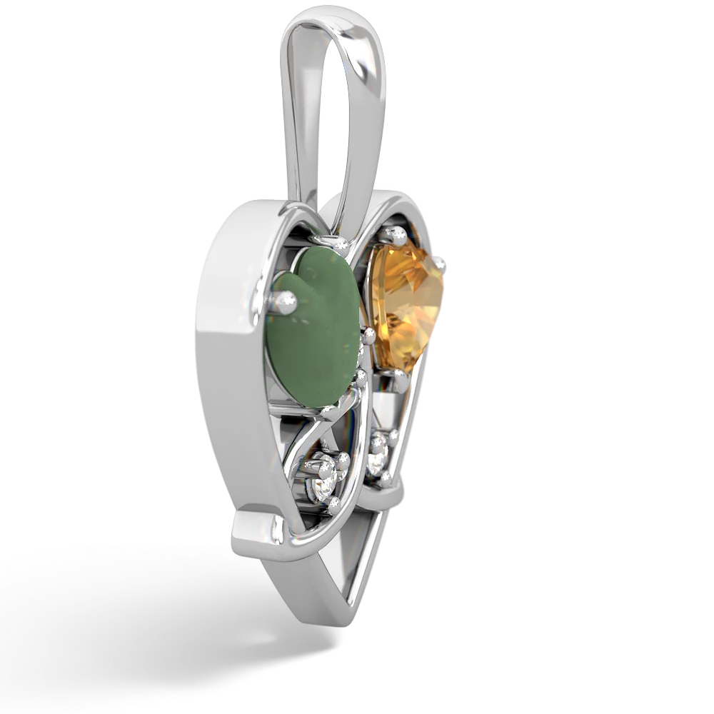 Jade Celtic Trinity Heart 14K White Gold pendant P5331