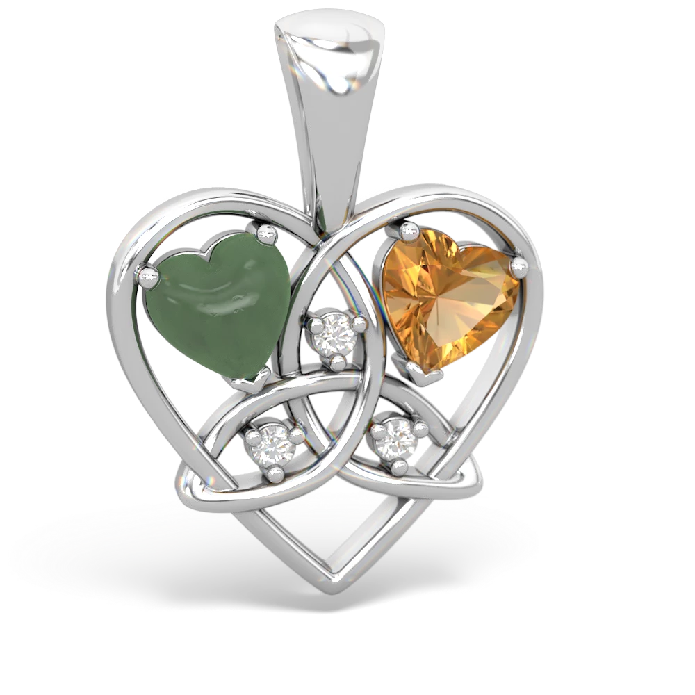 Jade Celtic Trinity Heart 14K White Gold pendant P5331