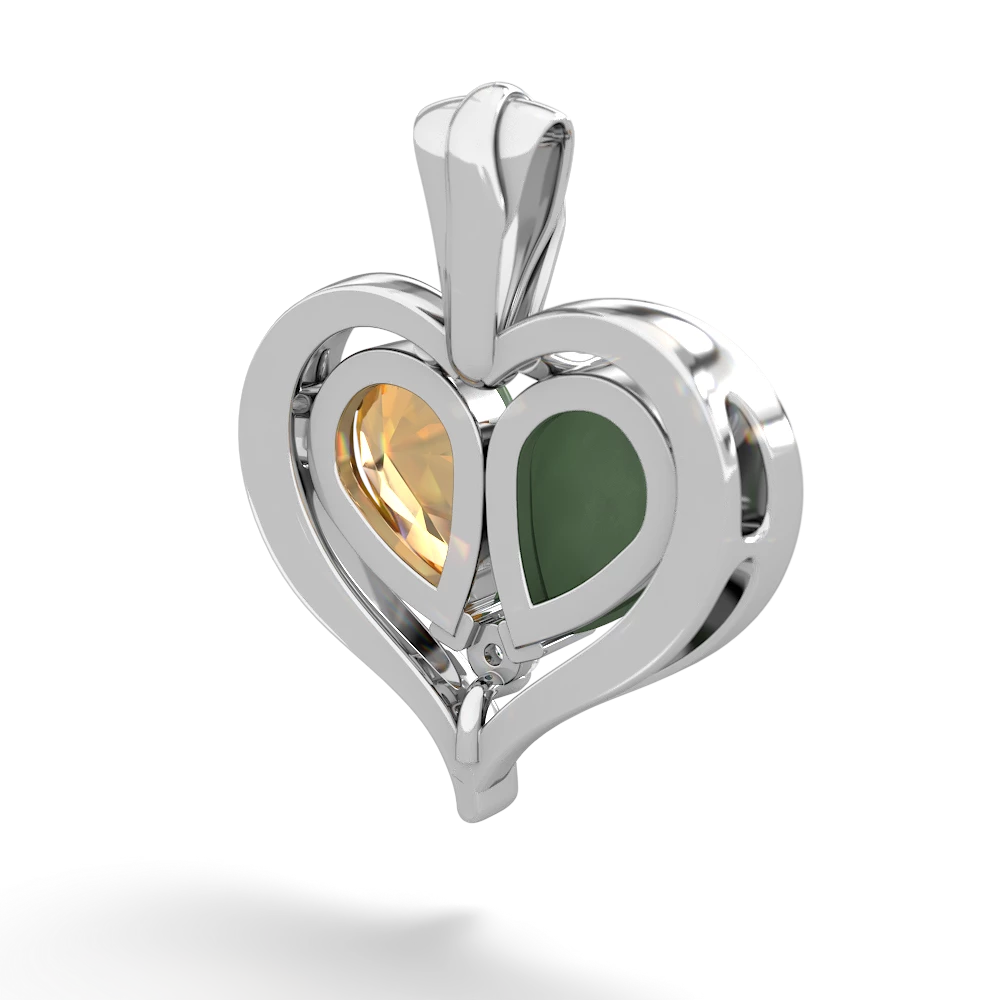 Jade Two Become One 14K White Gold pendant P5330