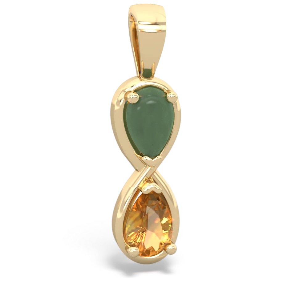 Jade Infinity 14K Yellow Gold pendant P5050