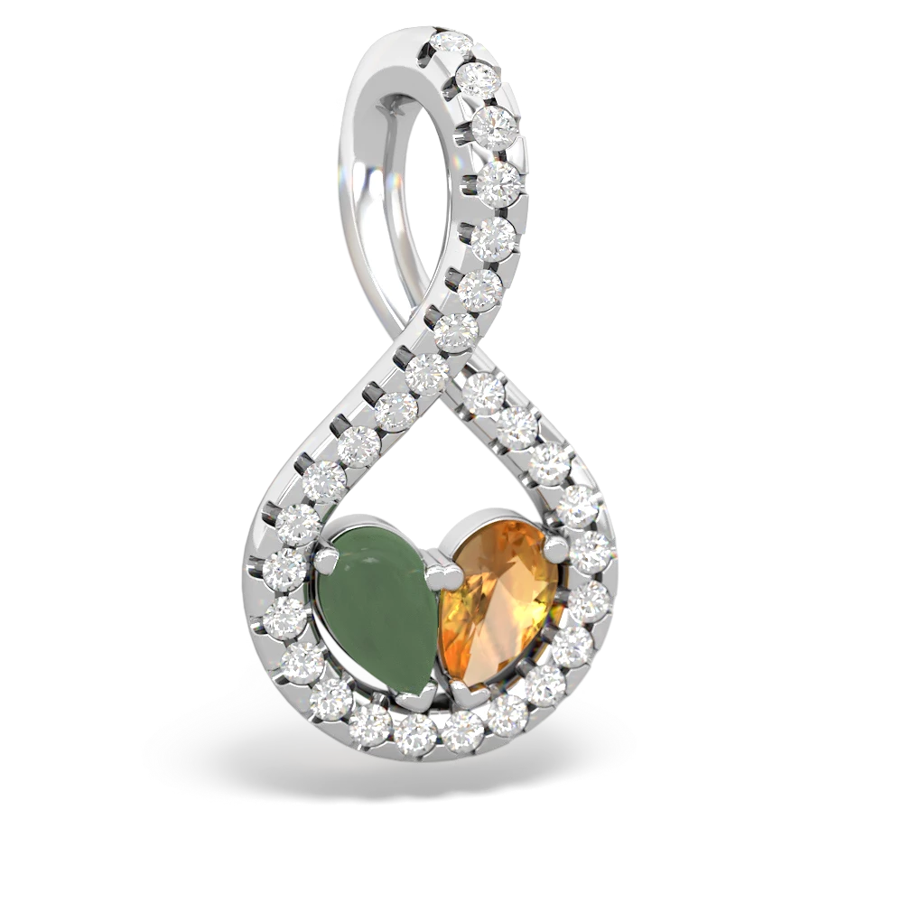 Jade Pave Twist 'One Heart' 14K White Gold pendant P5360