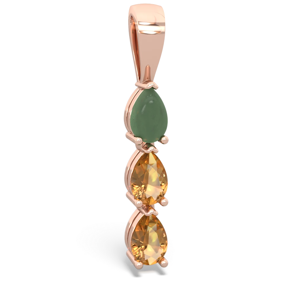 Jade Dew Drops 14K Rose Gold pendant P2251