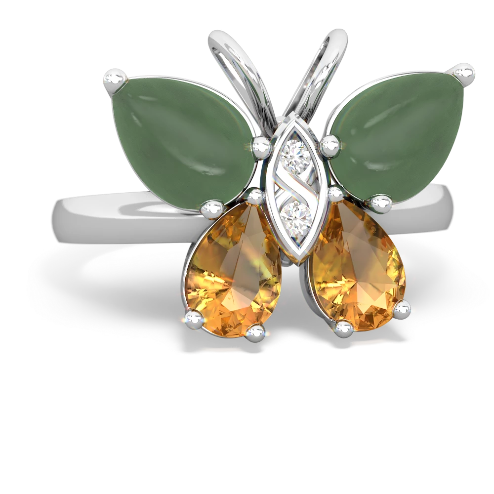 Jade Butterfly 14K White Gold ring R2215