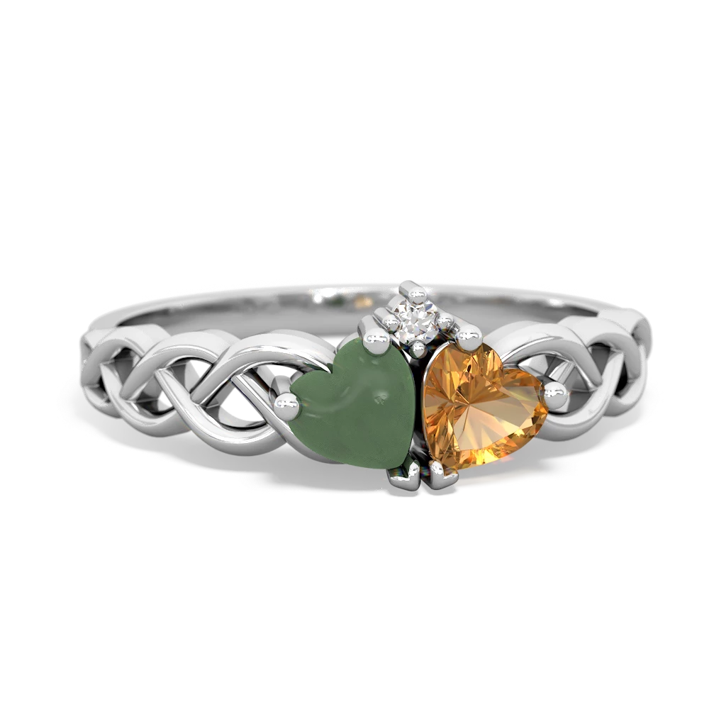 Jade Heart To Heart Braid 14K White Gold ring R5870