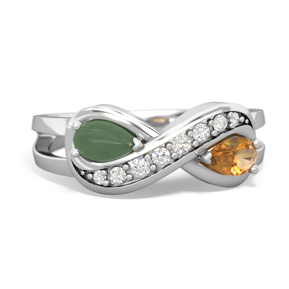 Jade Diamond Infinity 14K White Gold ring R5390