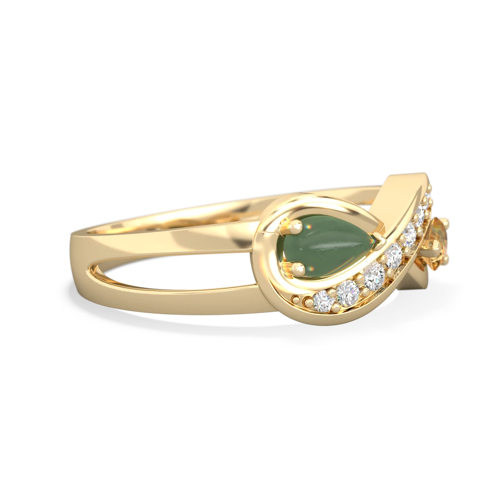 Jade Diamond Infinity 14K Yellow Gold ring R5390