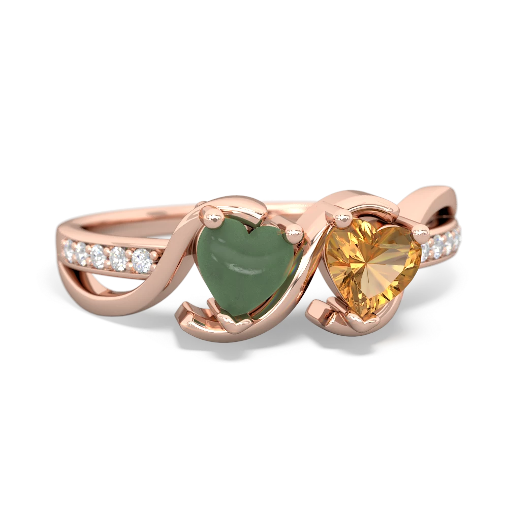 Jade Side By Side 14K Rose Gold ring R3090