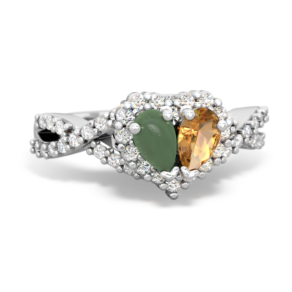 Jade Diamond Twist 'One Heart' 14K White Gold ring R2640HRT