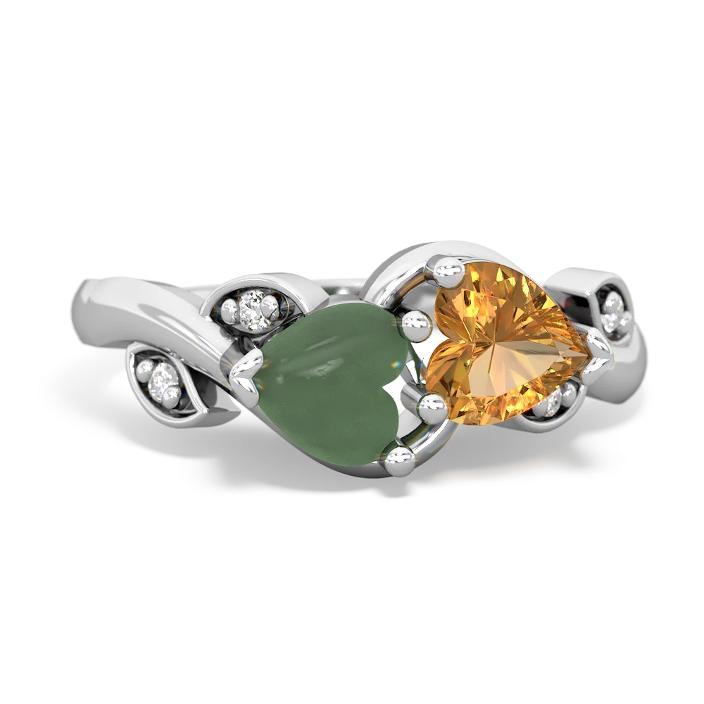 Jade Floral Elegance 14K White Gold ring R5790