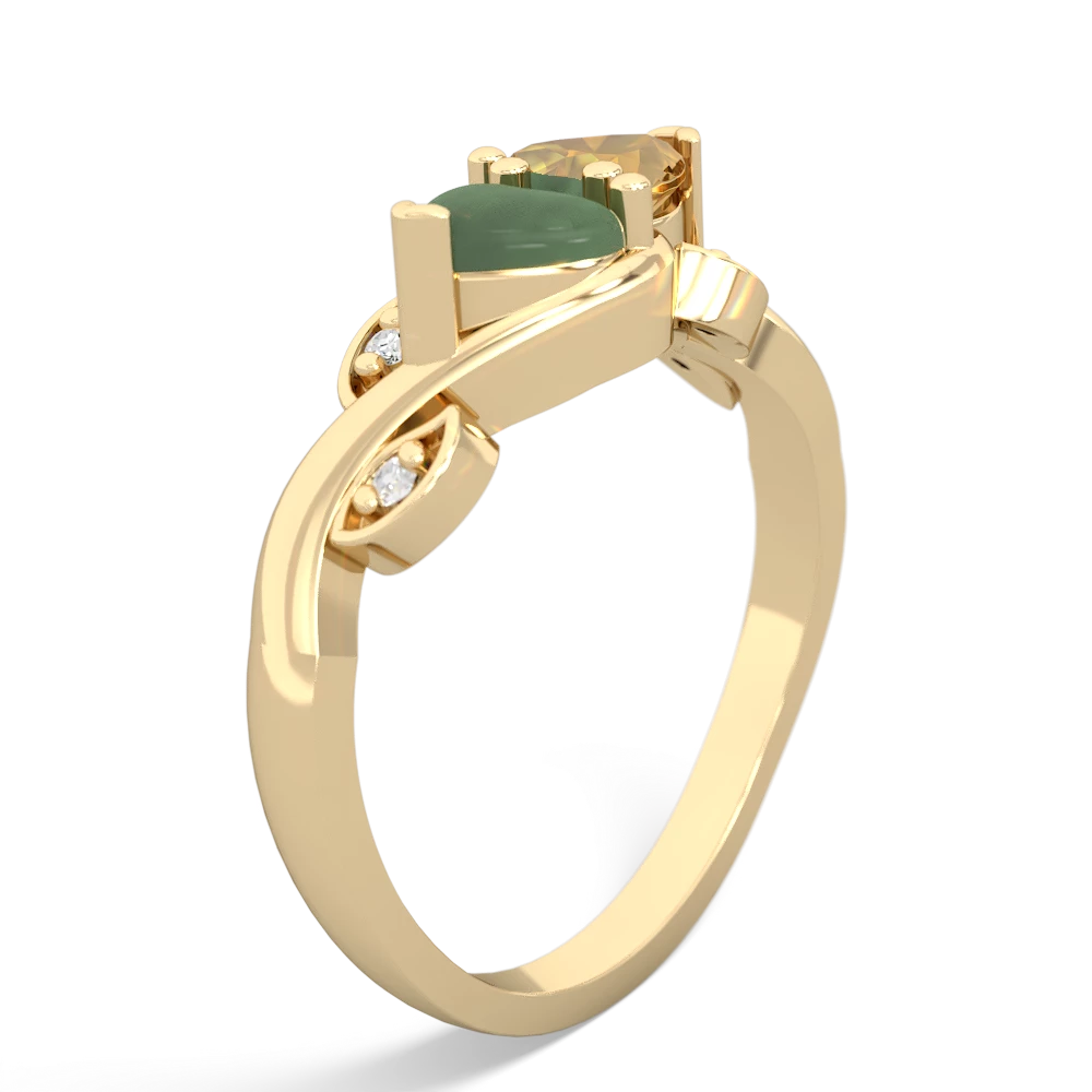 Jade Floral Elegance 14K Yellow Gold ring R5790