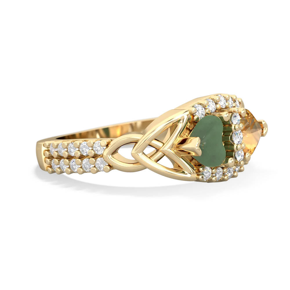 Jade Sparkling Celtic Knot 14K Yellow Gold ring R2645