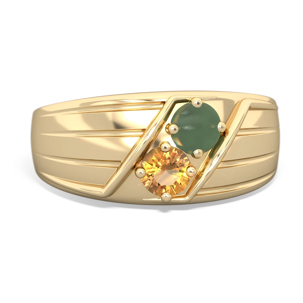 Jade Men's Streamline 14K Yellow Gold ring R0460