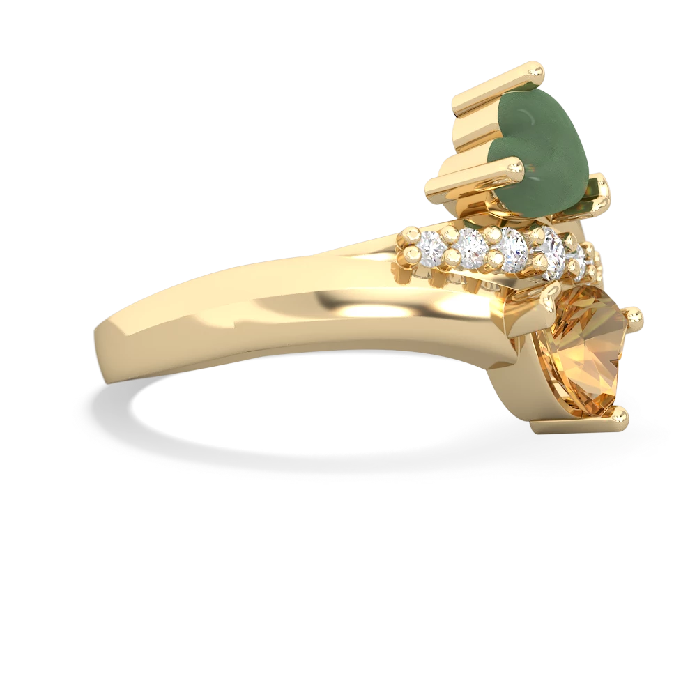 Jade Heart To Heart 14K Yellow Gold ring R2064