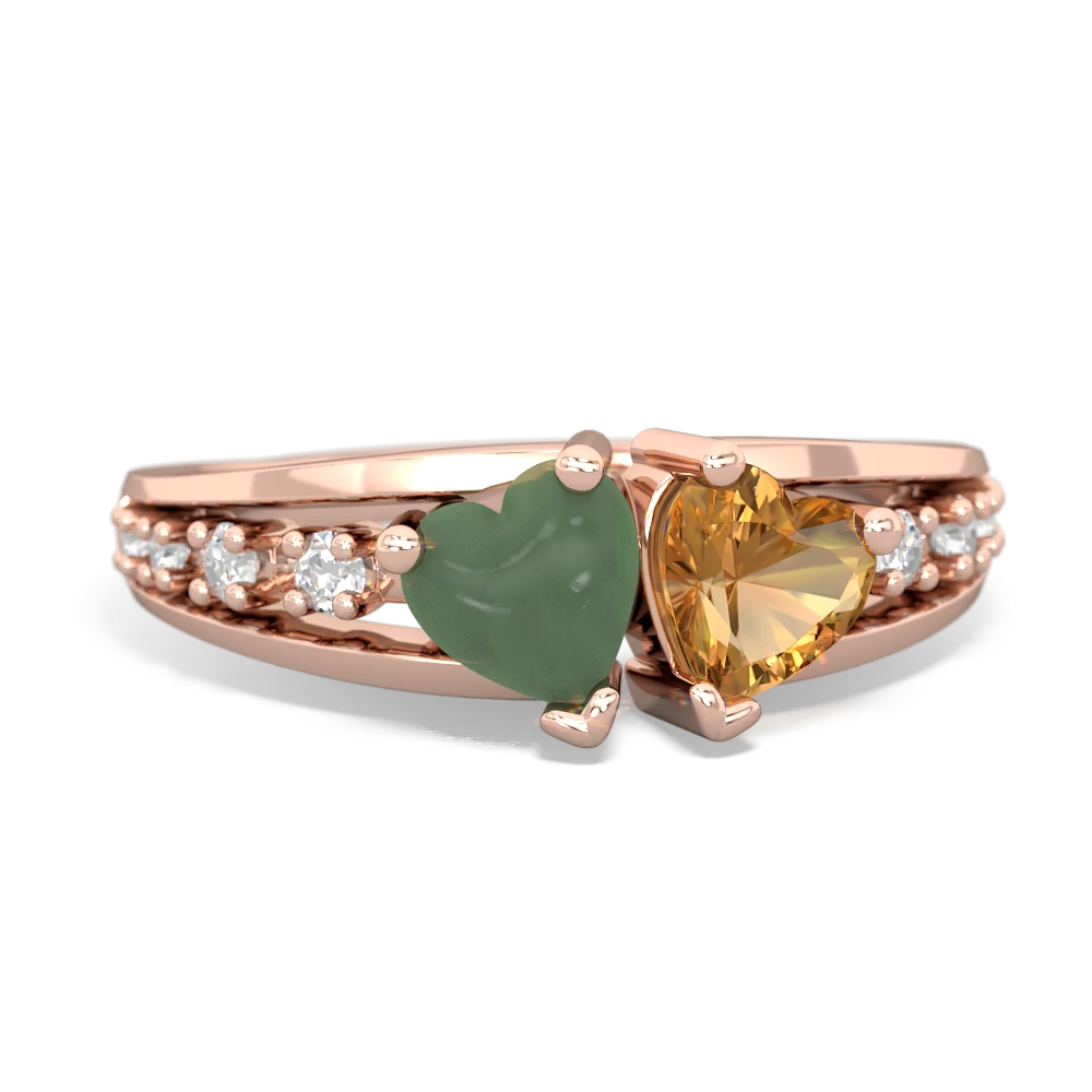 Jade Heart To Heart 14K Rose Gold ring R3342