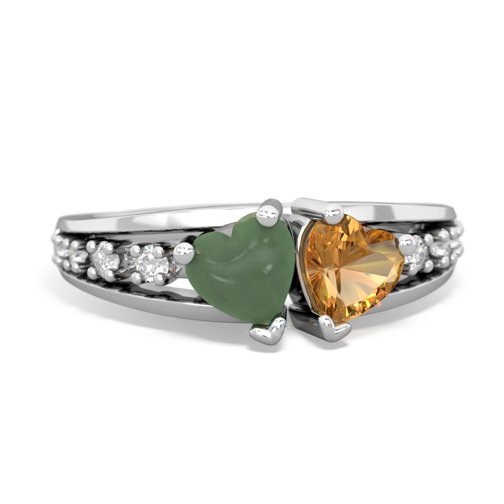 Jade Heart To Heart 14K White Gold ring R3342