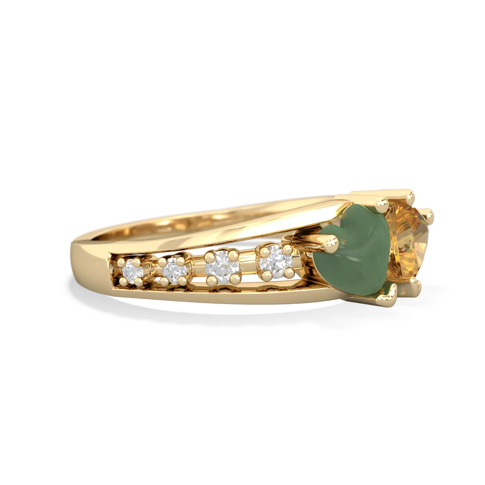 Jade Heart To Heart 14K Yellow Gold ring R3342