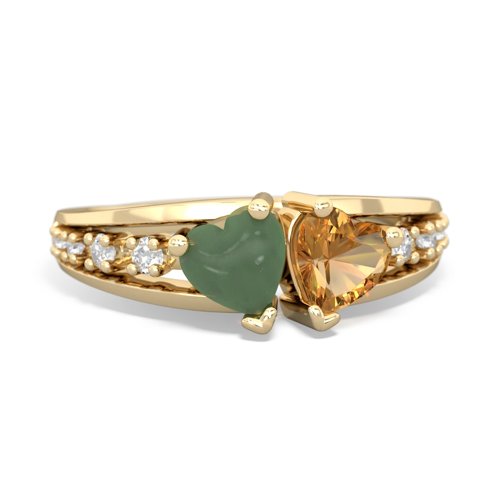 Jade Heart To Heart 14K Yellow Gold ring R3342