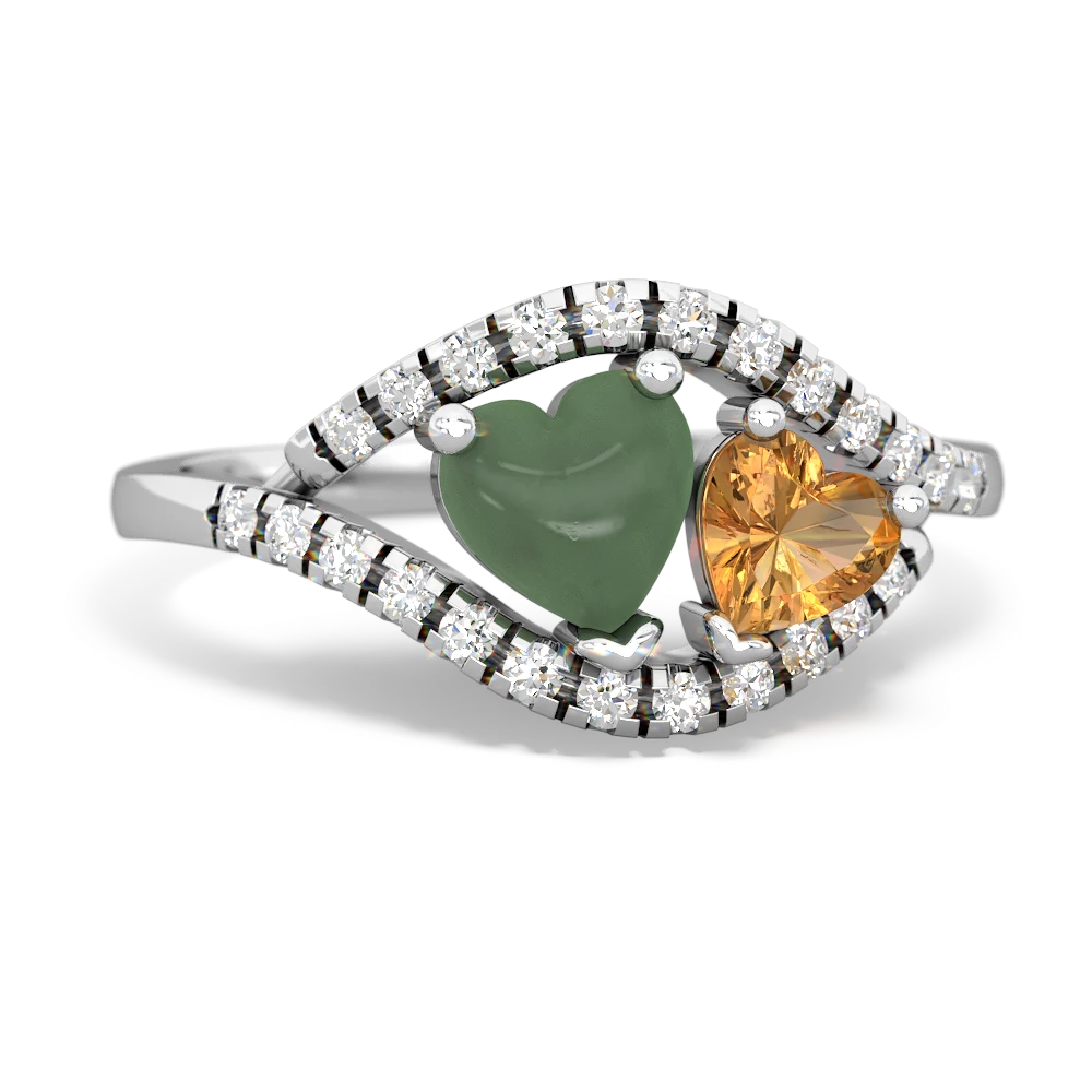 Jade Mother And Child 14K White Gold ring R3010