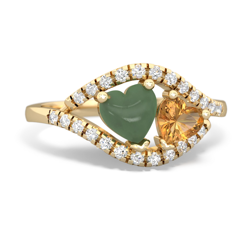 Jade Mother And Child 14K Yellow Gold ring R3010