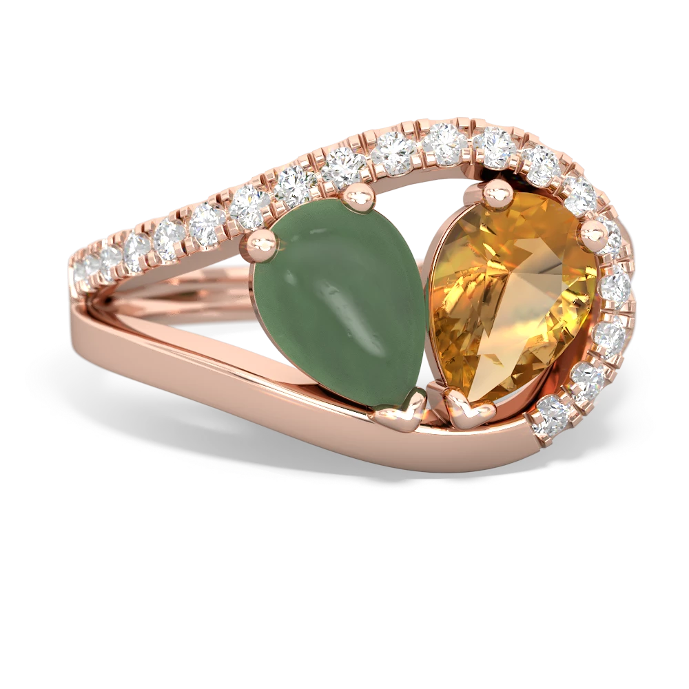 Jade Nestled Heart Keepsake 14K Rose Gold ring R5650