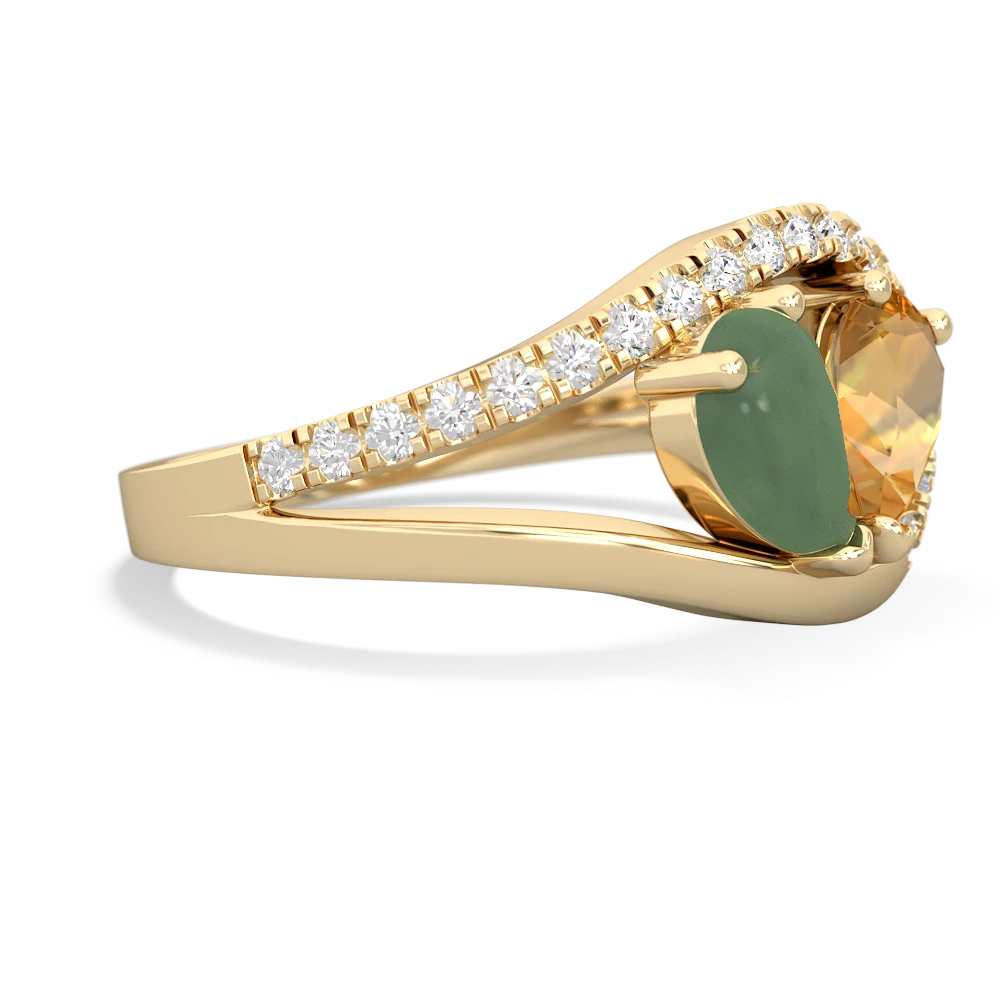 Jade Nestled Heart Keepsake 14K Yellow Gold ring R5650