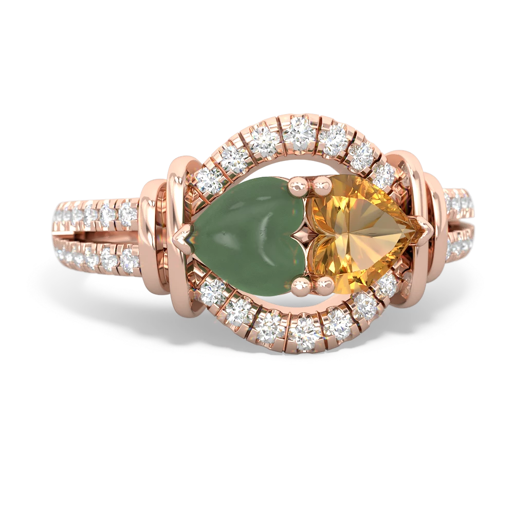 Jade Art-Deco Keepsake 14K Rose Gold ring R5630